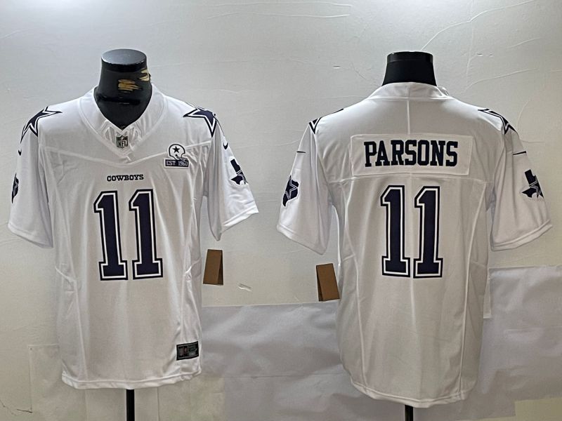 Men Dallas Cowboys #11 Parsons White Five Generation Fashion 2024 Nike Vapor Limited NFL Jersey